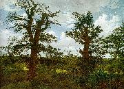 Caspar David Friedrich Landscape with Oak Trees and a Hunter painting